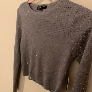 Gray stud long sleeve top